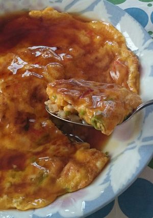 蟹玉甘酢あんのせ五目炒飯-レシピのメイン写真