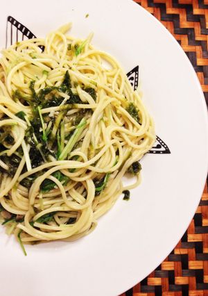 春☆炒めるだけ！生あおさとアサリのパスタ-レシピのメイン写真