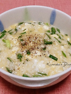 炊飯器お粥*中華風ニラ玉豆腐-レシピのメイン写真