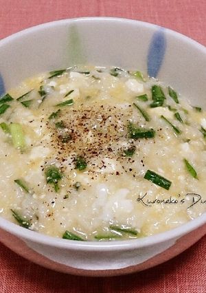 炊飯器お粥＊中華風ニラ玉豆腐-レシピのメイン写真