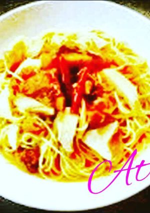 煮こごりとエリンギのスープパスタ-レシピのメイン写真