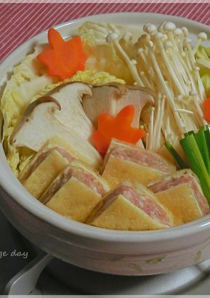 お鍋に♢簡単！油揚げの肉詰め　-レシピのメイン写真