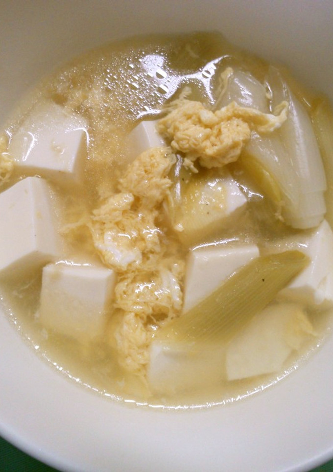 ふわふわ卵と ネギ 豆腐の 塩スープ ♪-レシピのメイン写真