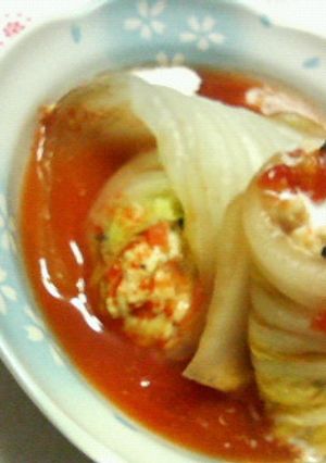 ヘルシー白菜豆腐巻き☆トマトソース煮-レシピのメイン写真