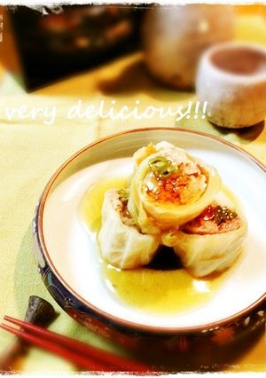 薄切り肉とお野菜で♬和風ロールキャベツ-レシピのメイン写真