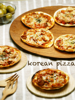 餃子の皮で韓国風ピザ*2種-レシピのメイン写真