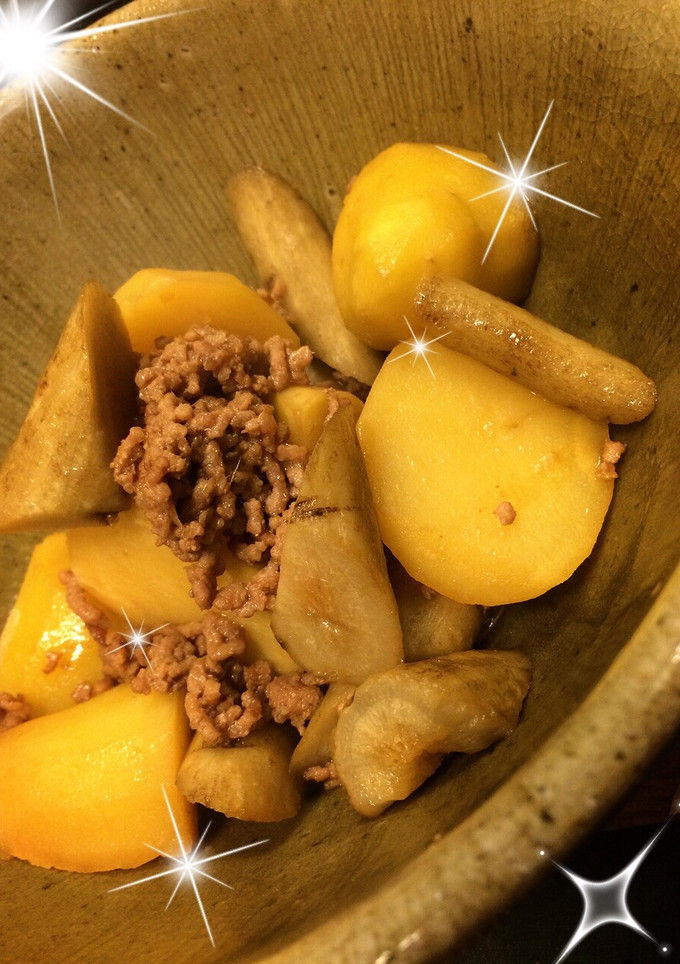 簡単！わが家の肉じゃがとゴボウの煮物-レシピのメイン写真