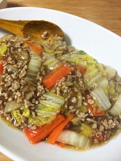 白菜と豚ひき肉のオイスター炒め!簡単!-レシピのメイン写真