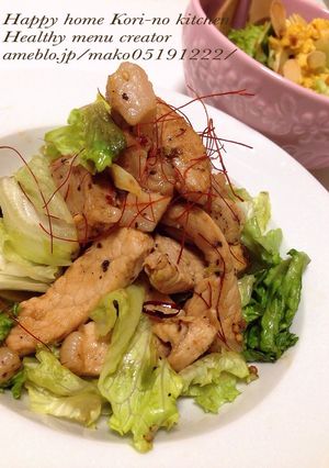 眠りを誘う♡レタスと豚肉のピリ辛炒め-レシピのメイン写真