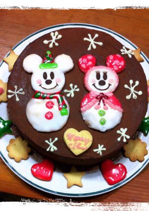 ミッキー ミニー クリスマスケーキ-レシピのメイン写真