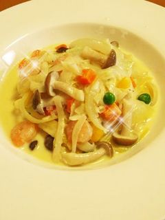 冷凍食材を使ったクリームパスタ-レシピのメイン写真
