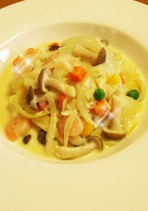 冷凍食材を使ったクリームパスタ-レシピのメイン写真