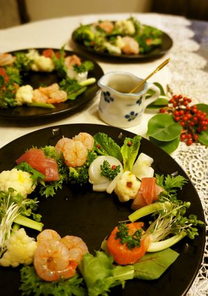 刺身カルパッチョのリースサラダ仕立て-レシピのメイン写真
