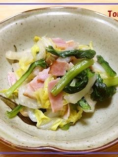 白菜と小松菜のベーコン炒め-レシピのメイン写真