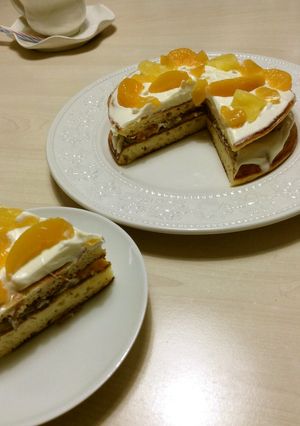簡単! フルーツ缶詰 パンケーキ-レシピのメイン写真