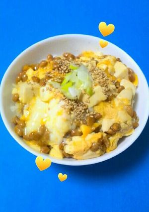 簡単!卵で豆腐丼、朝食やランチなどに!-レシピのメイン写真