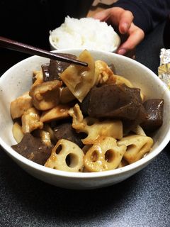 めんつゆで簡単!蓮根・蒟蒻・鶏胸の炒め物-レシピのメイン写真