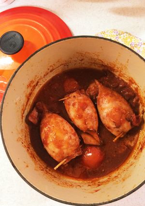 ギリシャ風♡いかの押麦野菜詰めトマト煮込-レシピのメイン写真