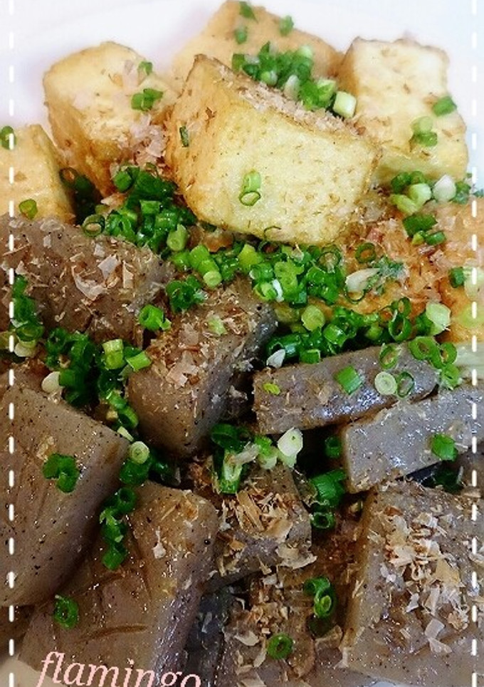 厚揚げとこんにゃくのバターサイコロ焼き-レシピのメイン写真