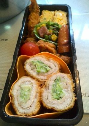 ぶた肉一枚、長ネギ入りボリュームとんかつ-レシピのメイン写真