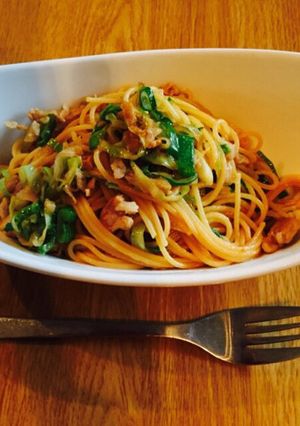ネギと豚肉の和風パスタ-レシピのメイン写真