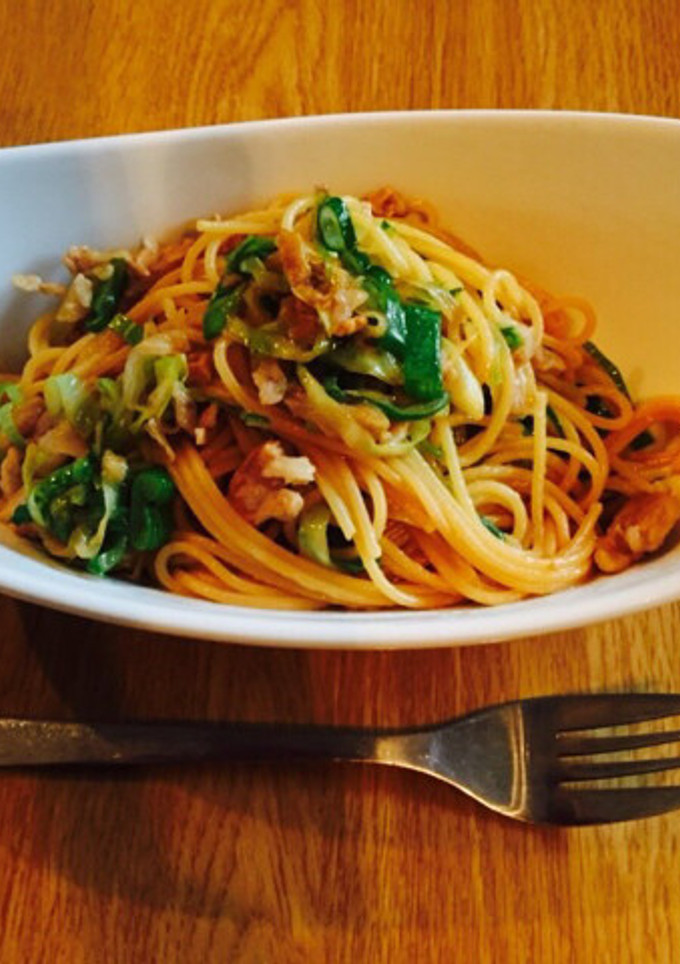 ネギと豚肉の和風パスタ-レシピのメイン写真