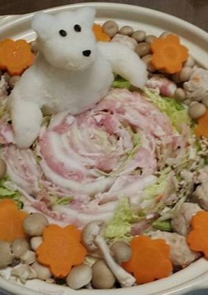 大根おろしアート♪白クマミルフィーユ鍋-レシピのメイン写真