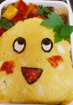 ふなっしー弁当♪卵の中はケチャップライス-レシピのメイン写真