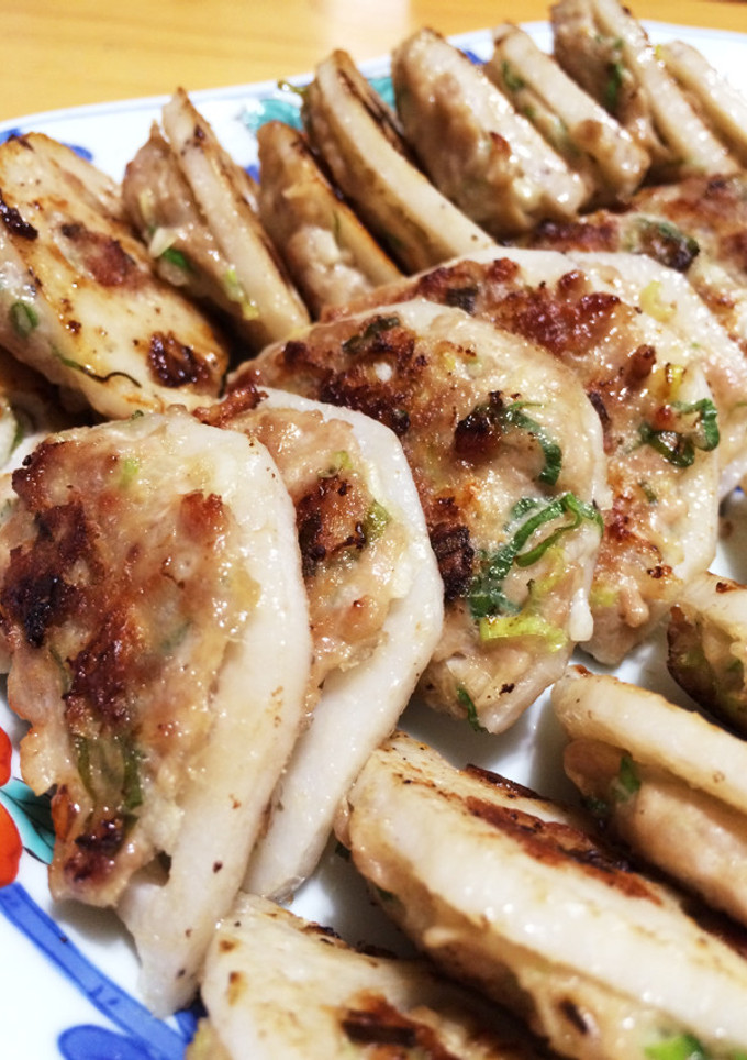 蓮根の挽肉のっけ焼き-レシピのメイン写真