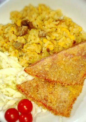 チャーハンとハムカツランチ♥-レシピのメイン写真