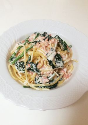ほうれん草と鮭フレークのクリームパスタ-レシピのメイン写真