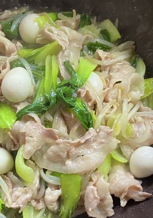 (σ・∀・)σ　青梗菜・バラ肉とろみ炒め-レシピのメイン写真