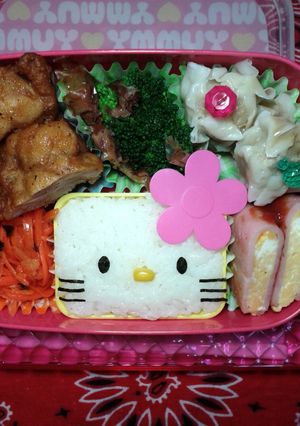 キャラ弁 キティちゃん カップご飯-レシピのメイン写真