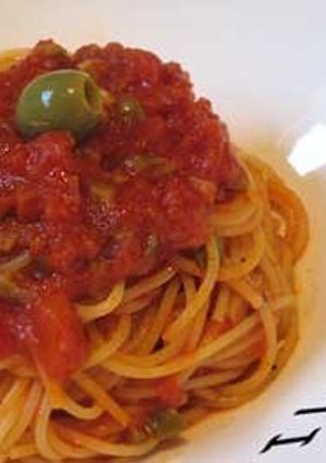 オリーブとトマトのスパゲッティー-レシピのメイン写真