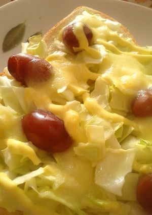 意外と合う!キャベ豆トースト♡-レシピのメイン写真