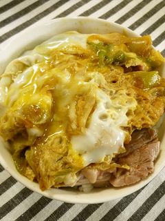 簡単!ローストビーフ風ステーキと葱卵丼-レシピのメイン写真