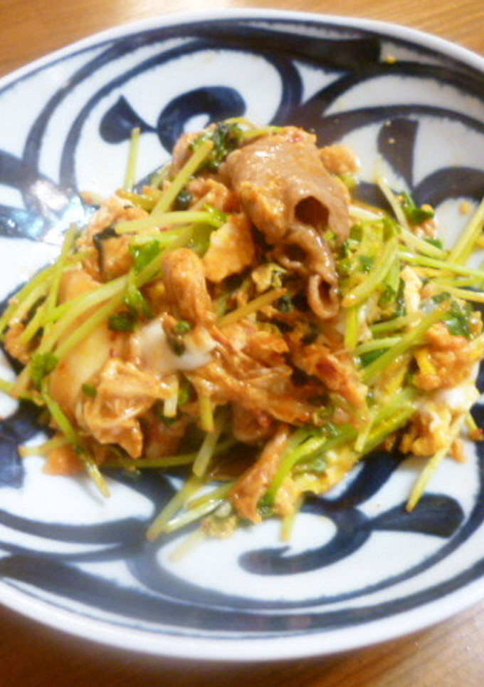 豆苗とキムチの玉子炒め♪-レシピのメイン写真