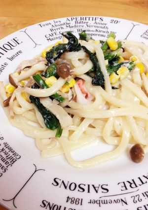 うどんでクリームパスタ風☆-レシピのメイン写真