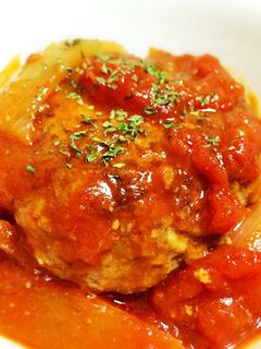 麩入りハンバーグのトマト煮込みハンバーグ-レシピのメイン写真
