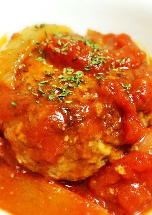 麩入りハンバーグのトマト煮込みハンバーグ-レシピのメイン写真