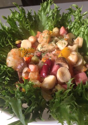 豆とキノコのホットサラダ-レシピのメイン写真
