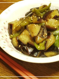 簡単!ナスとピーマンの甘酢味噌炒め!-レシピのメイン写真