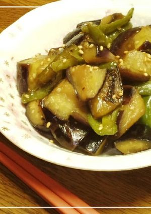 簡単！ナスとピーマンの甘酢味噌炒め！-レシピのメイン写真