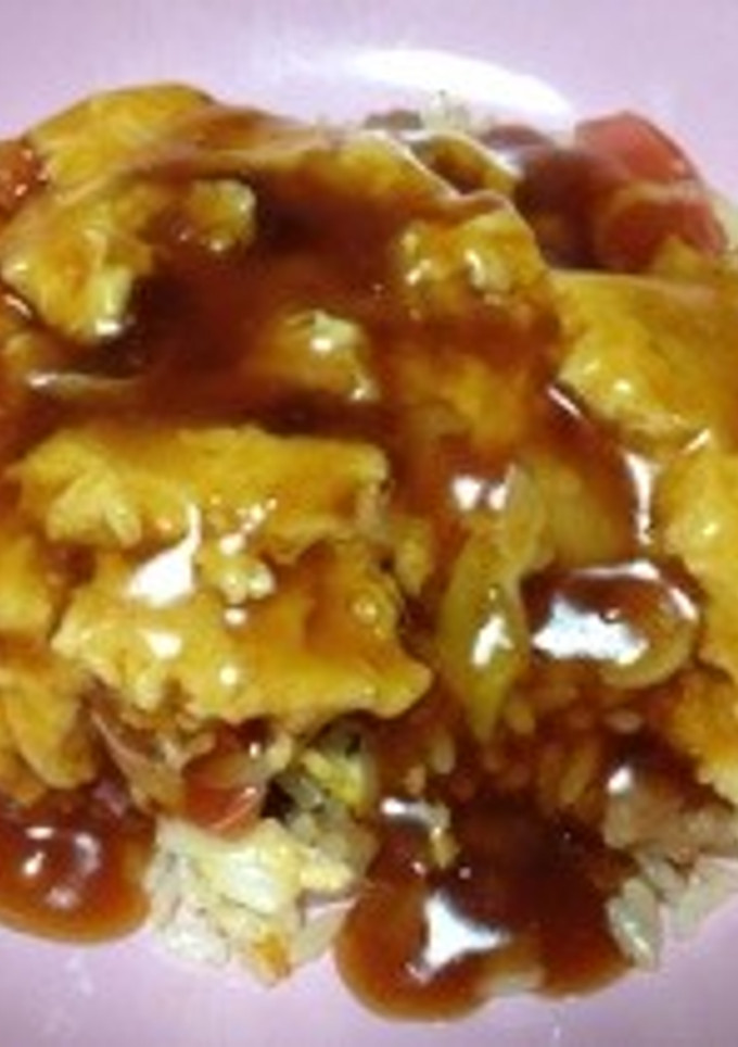 具だくさん五目炒飯でエビ玉あんかけ丼。-レシピのメイン写真