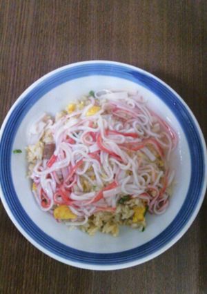 焼き豚炒飯にカニカマあんかけ♪-レシピのメイン写真