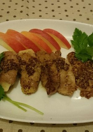 りんごの豚肉マスタード焼き☆大量消費-レシピのメイン写真