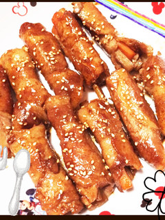 簡単☆ゴボウの豚肉巻き☆手羽先風☆-レシピのメイン写真