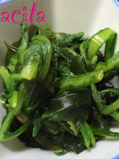 麺つゆ!簡単!春菊とわかめのお浸し-レシピのメイン写真
