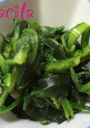麺つゆ！簡単！春菊とわかめのお浸し-レシピのメイン写真