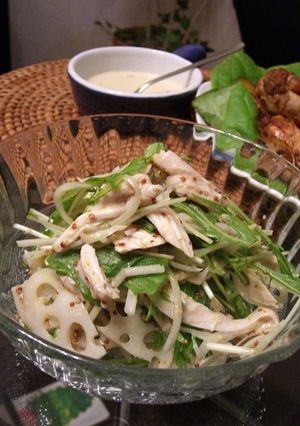 鶏肉とレンコンの豆乳マスタードサラダ-レシピのメイン写真
